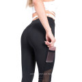 Nuevo producto sexy malla transparente deportes transpirables con bolsillos pantalones de yoga medias mujeres